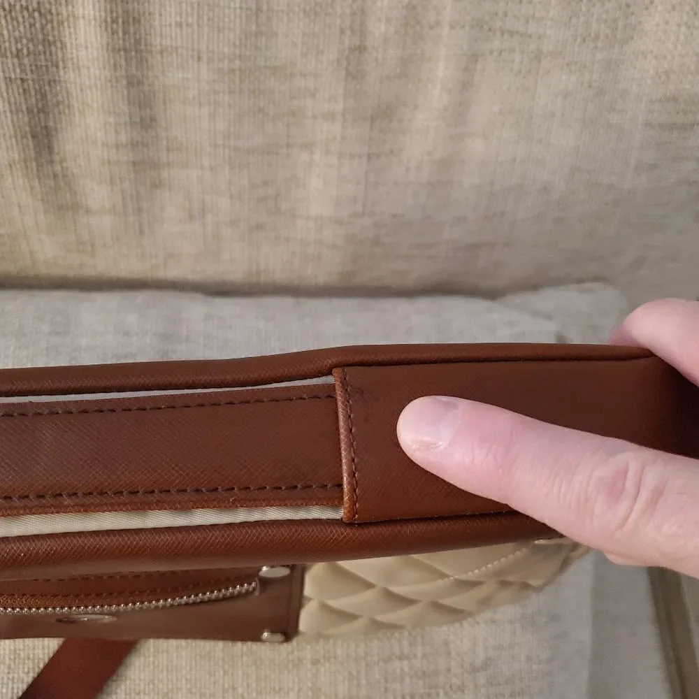 Knomo Tan Quilted Laptop Bag